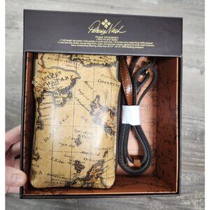 Patricia Nash Pertina Leather Crossbody Frame Pouch European Map NIB